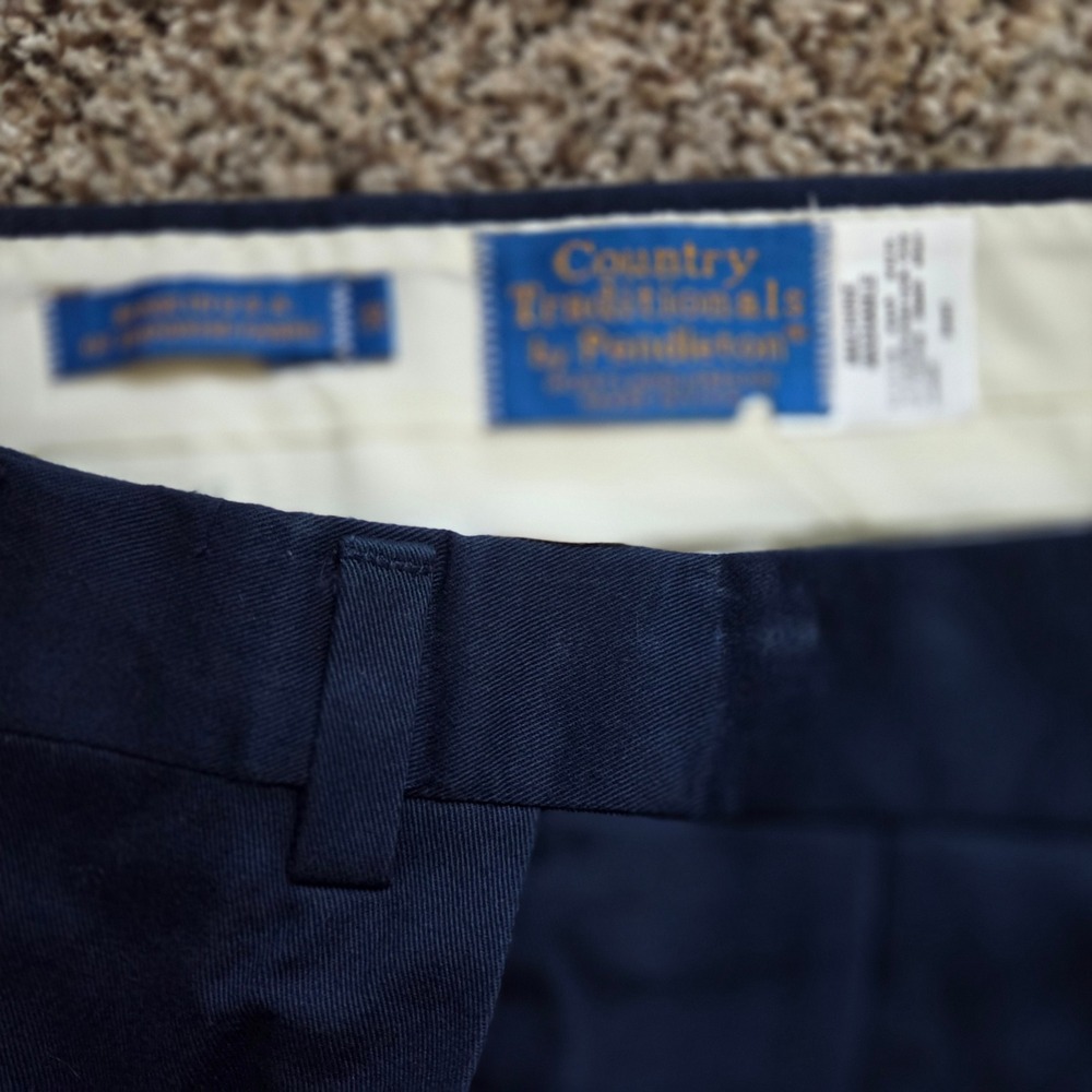 Pendleton Country Traditionals Mens Navy Blue Pleated Cotton Chinos Pants 38 NEW - Picture 3 of 8